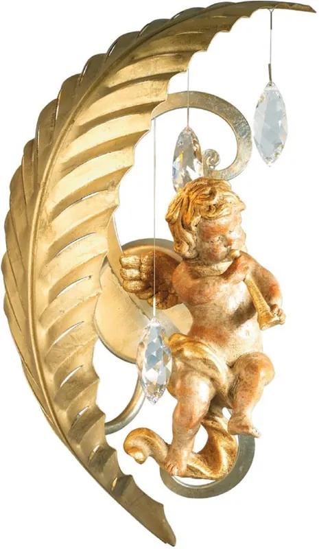 Bestseller Casa Padrino applique murale LED Art Nouveau de luxe ange or 18 x 17 x H. 35 cm - Élégante applique murale en métal avec verre cristal Swarovski - Appliques Baroque & Art Nouveau