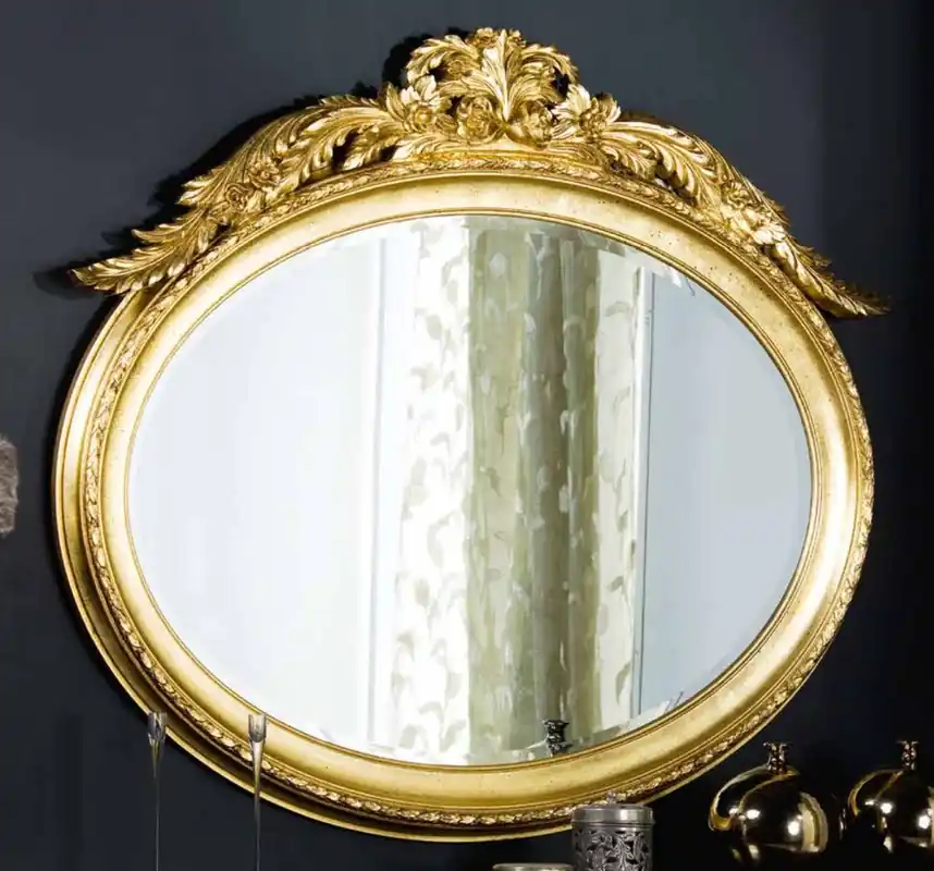 Casa Padrino miroir baroque de luxe or - Miroir mural ovale de style baroque - Mobilier Baroque - Qualité de Luxe - Fabriqué en Italie Top-Seller