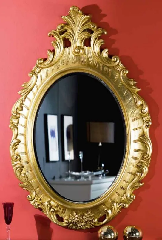 Nur Für Kurze Zeit Casa Padrino miroir baroque de luxe or - Miroir mural ovale de style baroque - Miroir de salon baroque - Miroir d'armoire baroque - Meuble Baroque