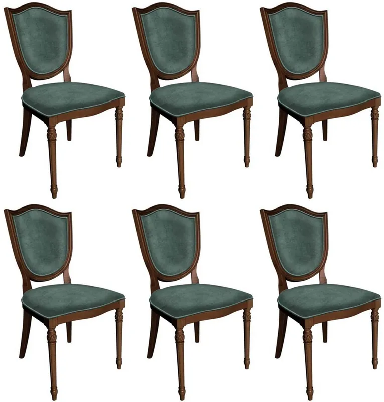 Casa Padrino ensemble de chaises de salle à manger Art Déco vert / marron - 6 Chaises de cuisine Art Déco fait main - Meubles de salle à manger Art Déco Neue Ware