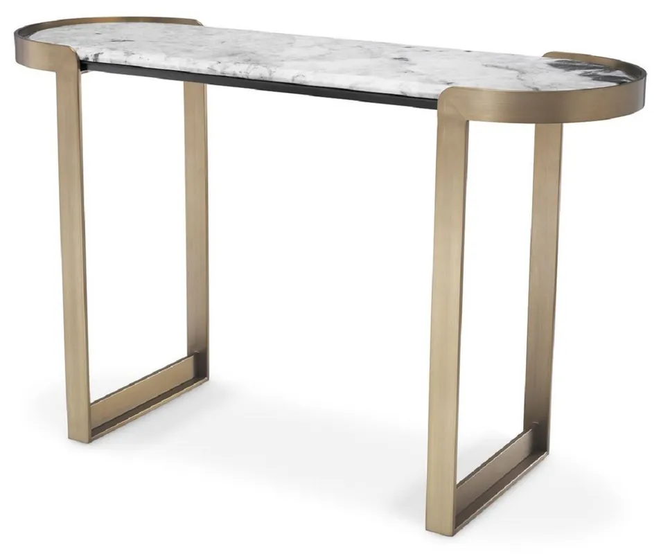 Sofort Bestellen Casa Padrino console de luxe laiton / blanc 120 x 40 x H. 75,5 cm - Console en acier inoxydable avec plateau en marbre - Mobilier de salon de luxe