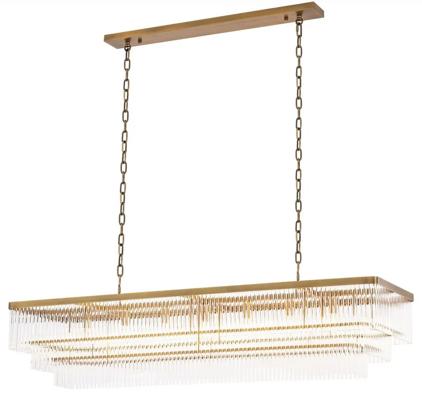 Highlight Casa Padrino lustre de luxe laiton antique 140 x 40 x H. 33 cm - Lustre Hôtel & Restaurant Rectangulaire - Collection de Luxe