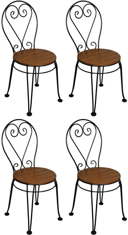 Sofort Bestellen Casa Padrino ensemble de 4 chaises de jardin Art Nouveau marron / noir 40 x 40 x H. 92 cm - Élégantes chaises en fer forgé avec assise en bois massif - Mobilier de Jardin & Gastronomie