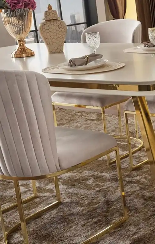 Casa Padrino ensemble de 8 chaises de salle à manger de luxe gris / or 66 x 52 x H. 90 cm - Mobilier de Salle à Manger & Restaurant de Luxe Heißes Angebot