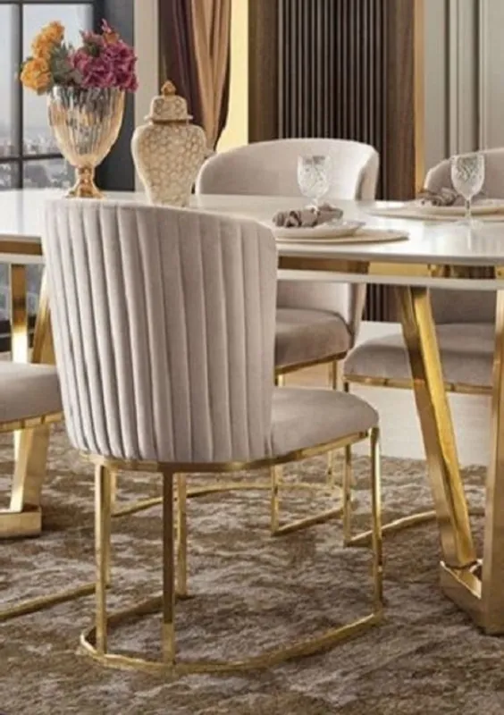 Aktuell Casa Padrino ensemble de 6 chaises de salle à manger de luxe gris / or 66 x 52 x H. 90 cm - Mobilier de Salle à Manger & Restaurant de Luxe