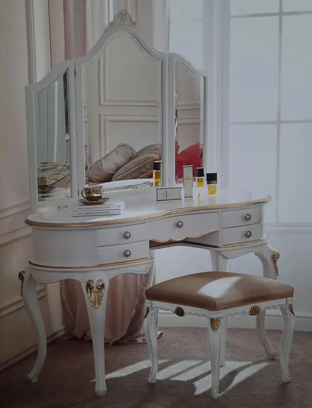 Online Kaufen Casa Padrino Ensemble de Chambre Baroque de Luxe - 1 Commode à Maquillage Baroque & 1 Miroir Baroque & 1 Tabouret Baroque - Mobilier de Chambre & d'Hôtel - Qualité de Luxe - Fabriqué en Italie