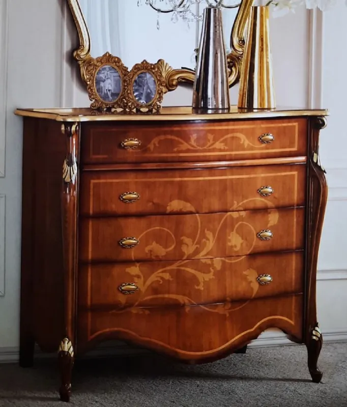 Casa Padrino commode baroque de luxe marron foncé / or - Armoire en acajou 3 tiroirs et secrétaire compartiment rabattable - Mobilier Baroque - Qualité de Luxe - Fabriqué en Italie Highlight