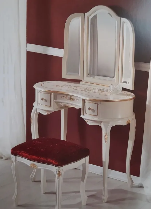 Meistverkauft Casa Padrino Ensemble de Chambre Baroque de Luxe Bordeaux Rouge / Blanc / Or - 1 Commode à Maquillage Baroque & 1 Miroir Baroque & 1 Tabouret Baroque - Qualité de Luxe - Fabriqué en Italie