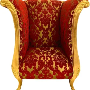 Ausverkauf Extravagant Pompöös by Casa Padrino fauteuil design de luxe par Harald Glööckler motif bouquet bordeaux rouge / or - Fauteuil Baroque