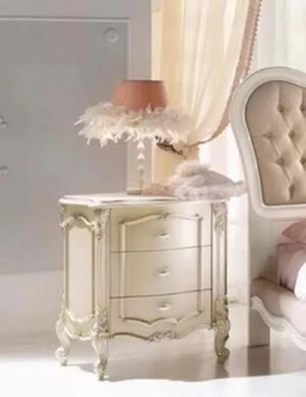 Casa Padrino table de chevet baroque de luxe crème / argent - Table de chevet baroque faite à la main avec 3 tiroirs - Mobilier de chambre baroque - Qualité de Luxe - Fabriqué en Italie Mega-Angebot