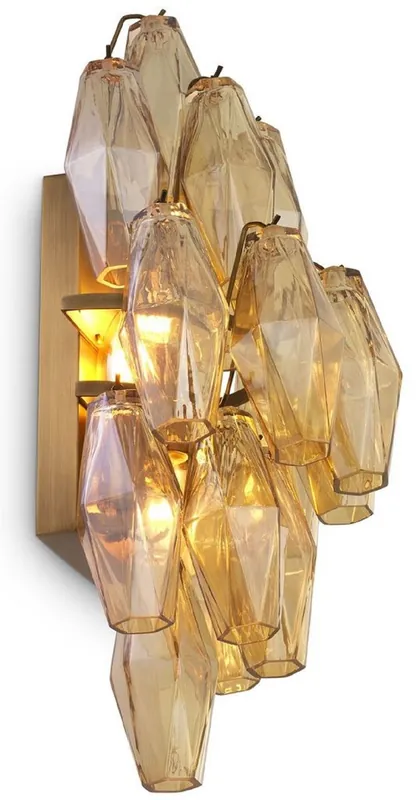 Jetzt Bestellen Casa Padrino Applique Murale de Luxe Ambre / Laiton Antique 31 x 19 x H. 50 cm - Elégante Applique Murale Hôtel & Restaurant - Collection de Luxe