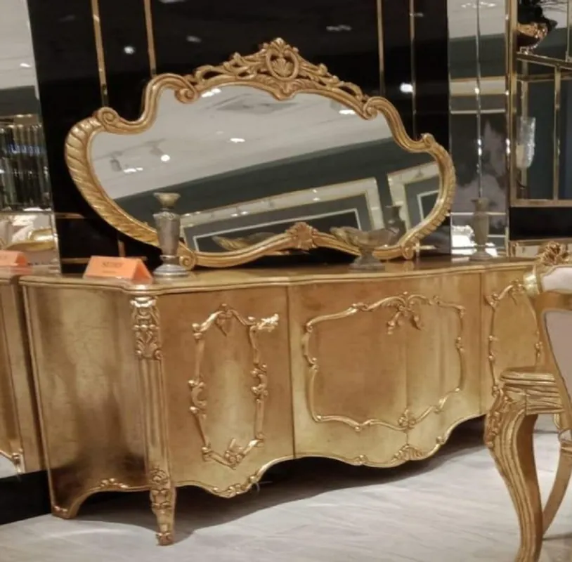 Online Kaufen Casa Padrino ensemble de meubles baroques de luxe or - 1 Buffet Baroque avec 4 Portes & 1 Miroir Mural Baroque - Magnifique Mobilier Baroque