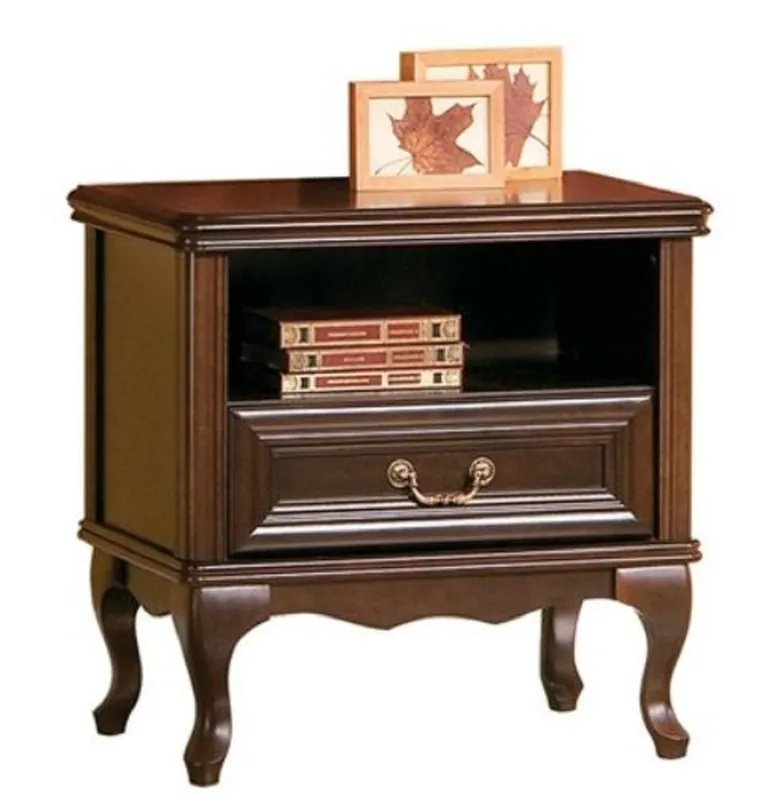 Direktkauf Casa Padrino table de chevet Art Nouveau de luxe marron foncé 64 x 42,5 x H. 63,1 cm - Table de chevet élégante en bois massif avec tiroir - Mobilier de Chambre Baroque & Art Nouveau