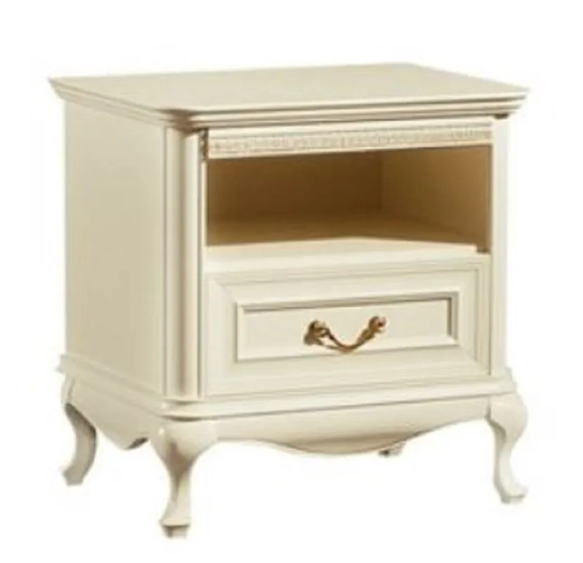 Casa Padrino table de chevet Art Nouveau de luxe crème 60 x 45,6 x H. 60,8 cm - Table de chevet élégante en bois massif avec tiroir - Mobilier de Chambre Baroque & Art Nouveau Sale