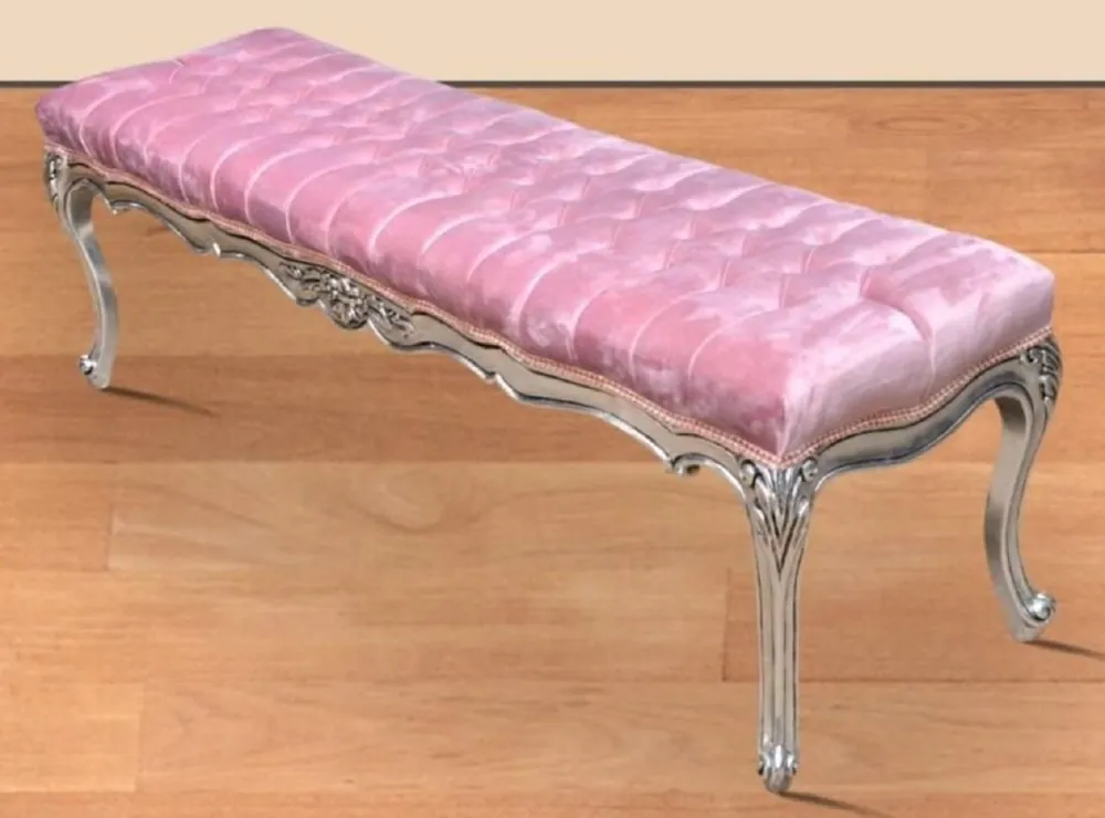 Casa Padrino banc baroque rose / argent - Banc de style ancien fait main - Magnifique meuble baroque Nur Für Kurze Zeit