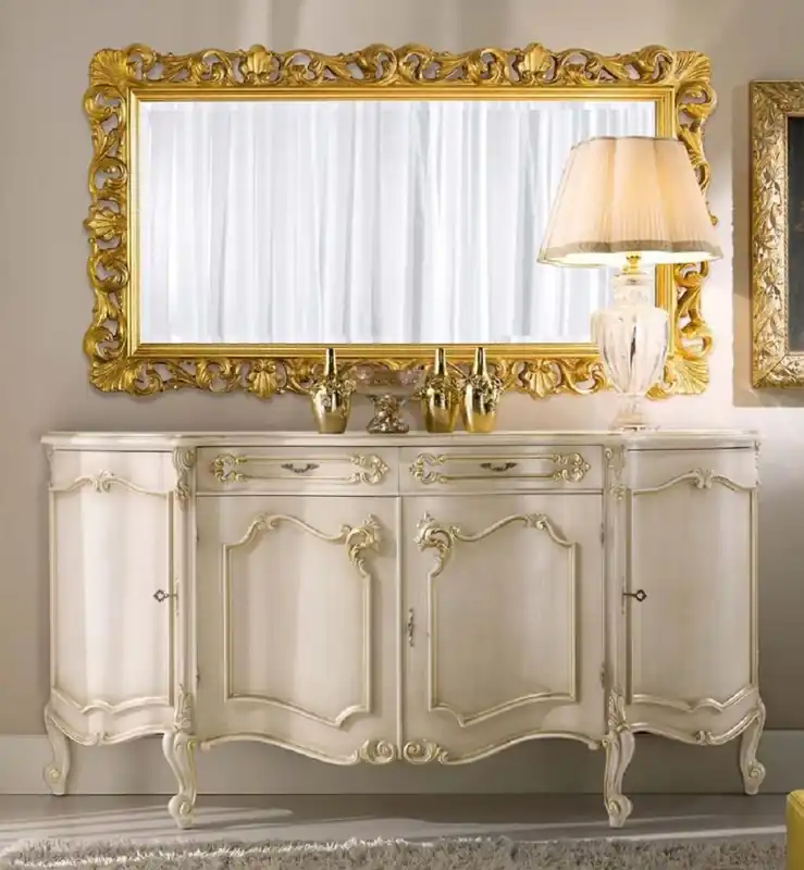 Rabatt Casa Padrino ensemble de meubles baroques de luxe crème / or - 1 Buffet Baroque & 1 Miroir Mural Baroque - Mobilier Baroque - Qualité de Luxe - Fabriqué en Italie