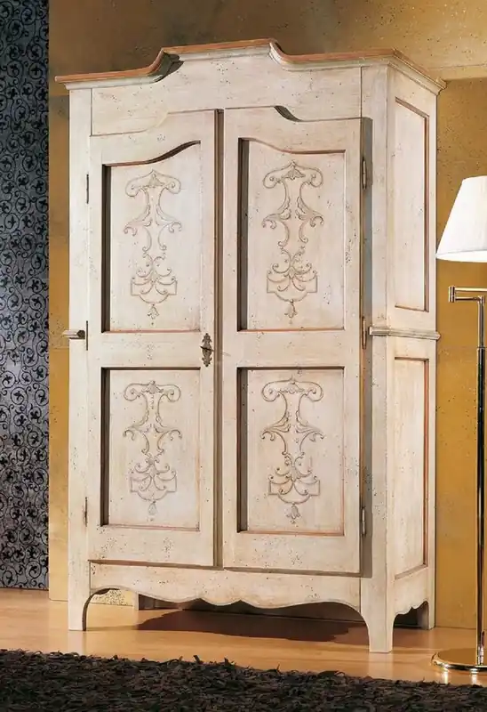 Casa Padrino armoire de chambre de style campagnard de luxe crème / beige / marron - Armoire avec 2 portes - Meubles de chambre de style campagnard - Qualité de Luxe - Fabriqué en Italie Bestseller