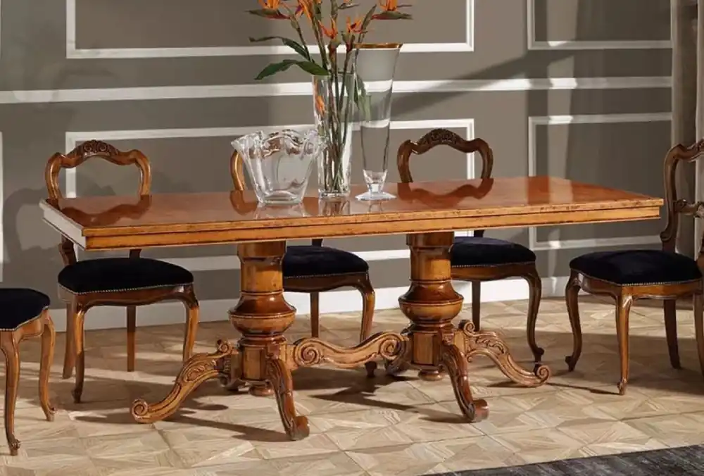 Casa Padrino table à manger Biedermeier de luxe marron - Table de salle à manger en bois massif fait main - Meubles de salle à manger Biedermeier - Qualité de Luxe - Fabriqué en Italie Preisreduziert