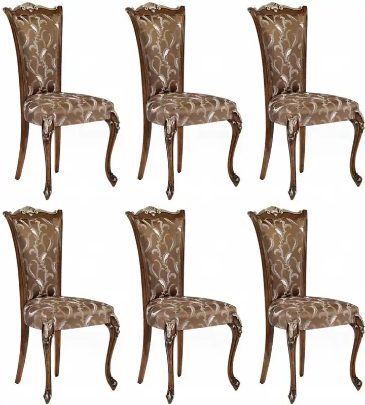 Casa Padrino ensemble de chaises de salle à manger baroques de luxe marron / blanc / argent - Ensemble de 6 chaises de cuisine - Mobilier de salle à manger baroque - Fabriqué en Italie Bestseller