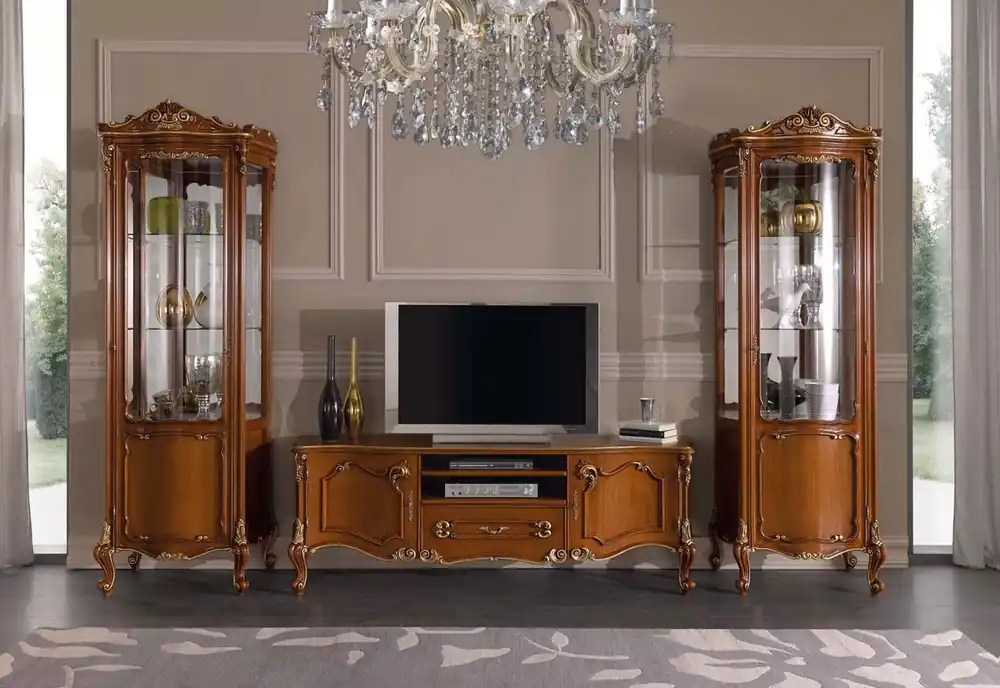 Casa Padrino Ensemble de Salon Baroque de Luxe Marron / Or - 1 Armoire TV Baroque et 2 Vitrines Baroques - Mobilier Baroque de Salon et d'Hôtel - Qualité de Luxe - Fabriqué en Italie Neuheit