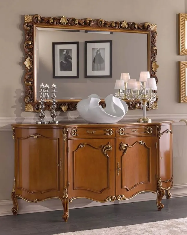 Preiswert Casa Padrino ensemble de meubles baroques de luxe marron / or - 1 Buffet Baroque & 1 Miroir Mural Baroque - Magnifique Mobilier Baroque - Qualité de Luxe - Fabriqué en Italie