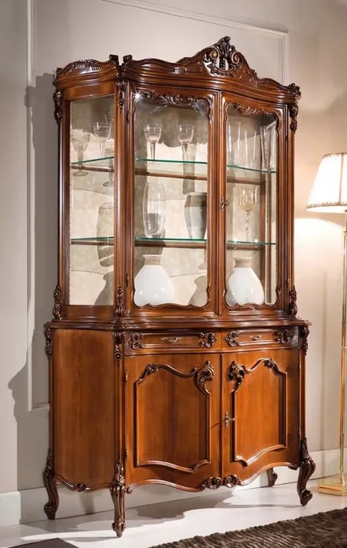 Casa Padrino armoire vitrine baroque de luxe marron - Vitrine fait main avec 4 portes et 2 tiroirs - Magnifique meuble baroque - Qualité de Luxe - Fabriqué en Italie Sonderaktion
