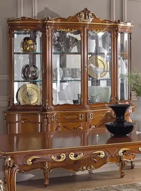 Preisknaller Casa Padrino armoire vitrine baroque de luxe marron / or - Vitrine fait main avec 8 portes et 2 tiroirs - Magnifique meuble baroque - Qualité de Luxe - Fabriqué en Italie