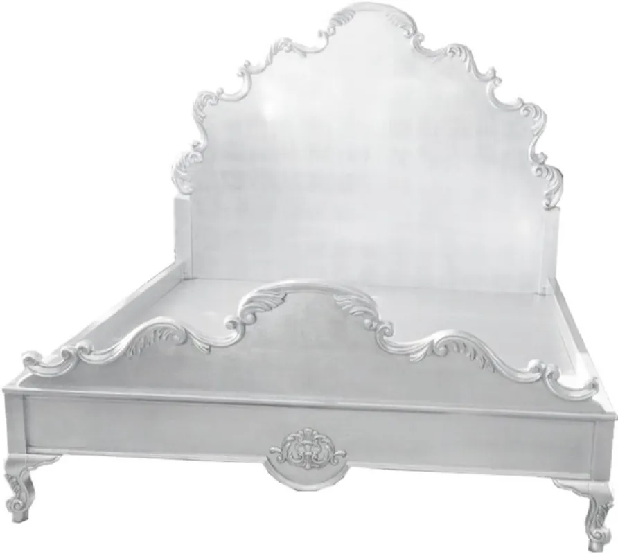 Schneller Versand Casa Padrino lit double baroque de luxe blanc - Magnifique lit en bois massif avec tête de lit - Meubles de chambre de style baroque - Noble & Magnifique