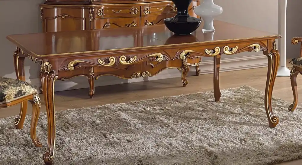 Casa Padrino table à manger baroque de luxe marron / or - Table de salle à manger extensible en bois massif - Meuble de salle à manger baroque - Qualité de Luxe - Fabriqué en Italie Letzte Chance