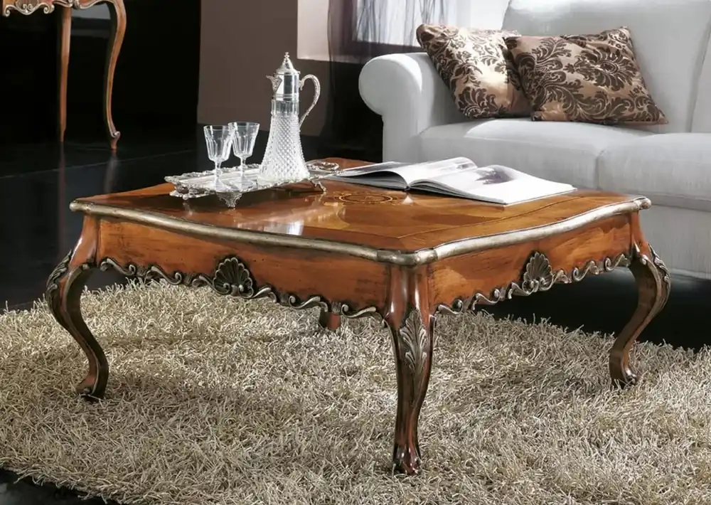 Casa Padrino table basse baroque de luxe marron / argent - Table de salon carrée en bois massif de style baroque - Mobilier de Salon et d'Hôtel Baroque - Qualité de Luxe - Fabriqué en Italie Jetzt Kaufen