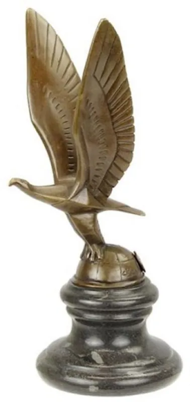 Casa Padrino sculpture en bronze Art Déco de luxe aigle sur globe avec socle en marbre bronze / noir 11 x 11,5 x H. 22,8 cm - Figurine en Bronze - Figurine Décorative - Accessoires Décoratifs Preis Gesenkt