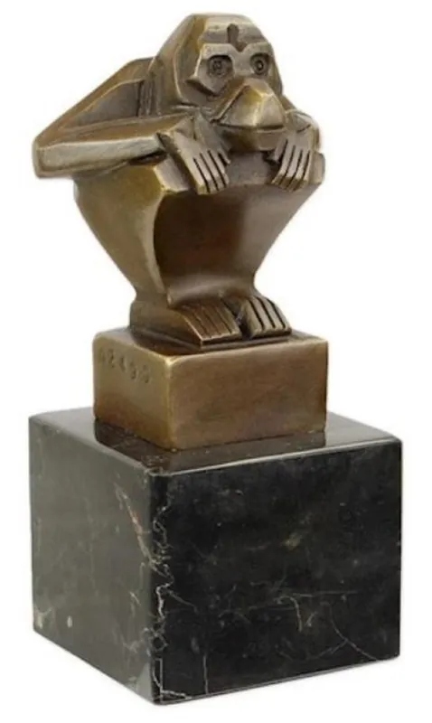 Bestpreis Casa Padrino sculpture en bronze Art Déco de luxe singe avec socle en marbre bronze / noir 6,2 x 5,6 x H. 12,6 cm - Figurine en Bronze - Figurine Décorative - Accessoires Décoratifs