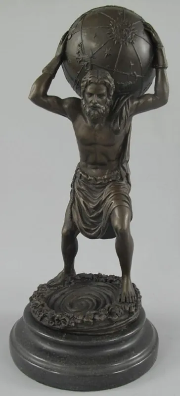 Casa Padrino sculpture en bronze Art Nouveau homme avec boule bronze / noir 15 x 15 x H. 33 cm - Figurine en Bronze - Figurine Décorative - Accessoires de Décoration de Bureau Versand Am Gleichen Tag
