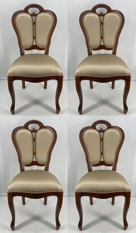Letzte Chance Casa Padrino ensemble de 4 chaises de salle à manger Art Nouveau de luxe or / marron 48 x 43 x H. 104,5 cm - Chaises rembourrée en bois massif - Mobilier de Salle à Manger Art Nouveau