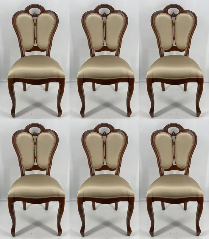 Solange Der Vorrat Reicht Casa Padrino ensemble de 6 chaises de salle à manger Art Nouveau de luxe or / marron 48 x 43 x H. 104,5 cm - Chaises rembourrée en bois massif - Mobilier de Salle à Manger Art Nouveau