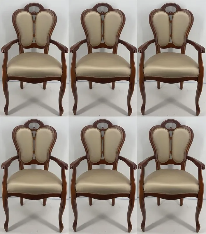 Meistverkauft Casa Padrino ensemble de 6 chaises de salle à manger Art Nouveau de luxe or / marron 57 x 43 x H. 105 cm - Chaises rembourrées massif avec accoudoirs - Mobilier de Salle à Manger Art Nouveau