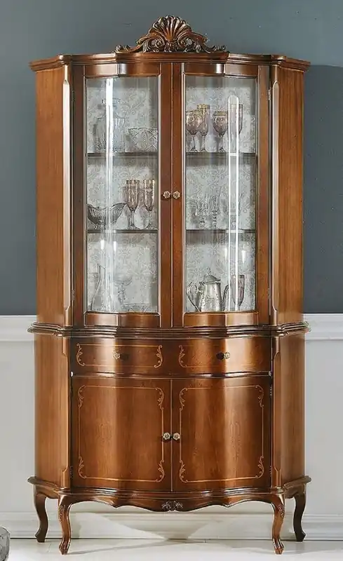 Casa Padrino armoire vitrine baroque de luxe marron - Magnifique vitrine baroque avec 4 portes et tiroir - Mobilier Baroque - Qualité de Luxe - Fabriqué en Italie Top-Seller