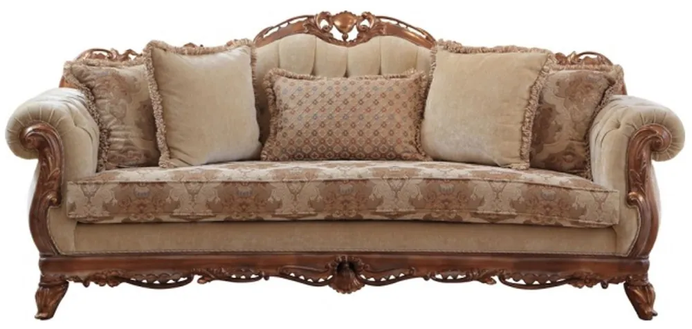 Casa Padrino canapé baroque de luxe beige / marron - Magnifique canapé de salon avec motif élégant - Mobilier de salon baroque Solange Der Vorrat Reicht