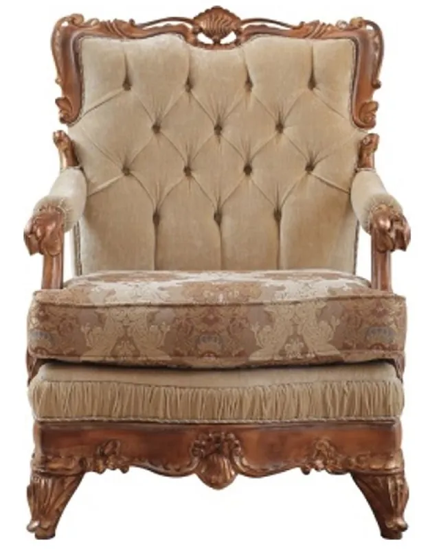 Sonderangebot Casa Padrino fauteuil baroque de luxe beige / marron - Magnifique fauteuil de salon avec motif élégant - Mobilier de salon baroque
