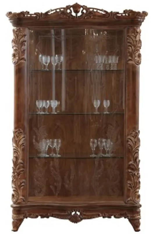 Sichere Zahlung Casa Padrino vitrine baroque de luxe marron - Vitrine en bois massif fait main avec porte vitrée - Meuble Baroque - Noble & Magnifique