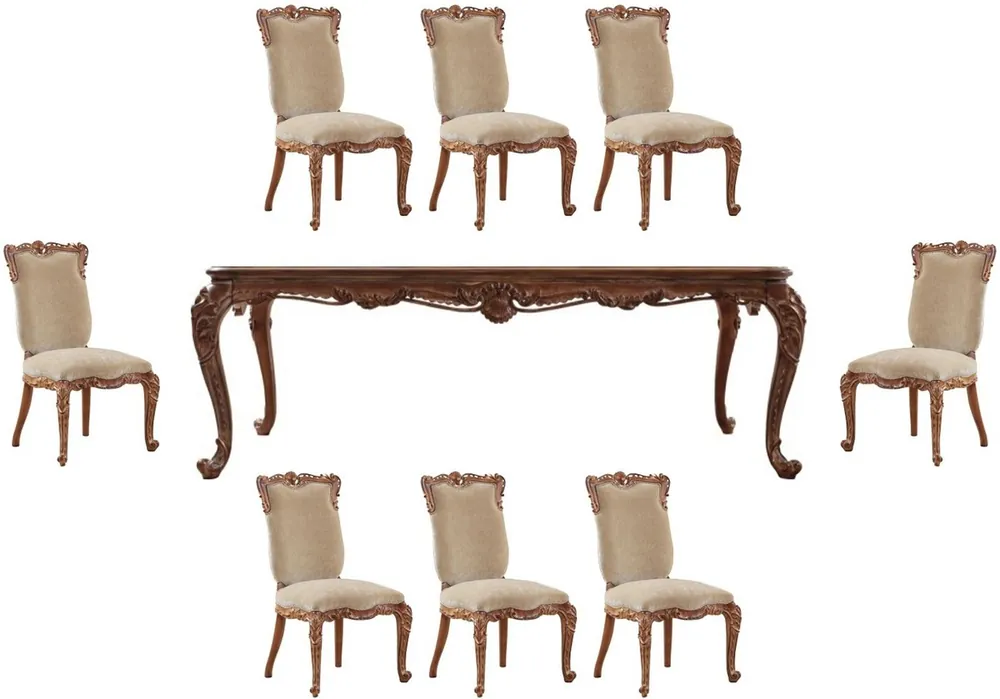 Casa Padrino ensemble de salle à manger baroque de luxe beige / marron - 1 Table à Manger Baroque & 8 Chaises à Manger Baroque - Magnifique meubles de salle à manger fait main baroque Meistverkauft