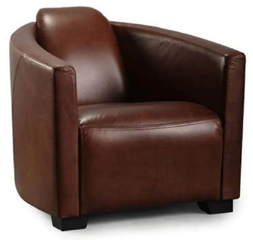Direktkauf Casa Padrino fauteuil de luxe en cuir marron foncé / noir 72 x 90 x H. 67 cm - Fauteuil de salon en cuir véritable - Meuble de Salon - Collection de Luxe