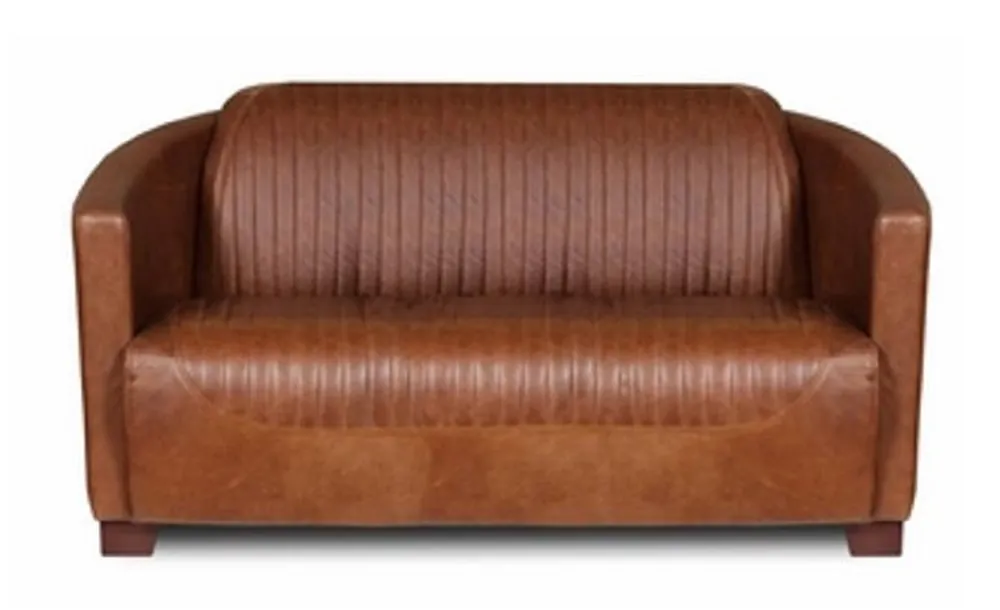Casa Padrino canapé 2 places en cuir de luxe marron vintage / marron foncé 130 x 83 x H. 70 cm - Canapé de salon en cuir véritable - Meuble de Salon - Collection de Luxe Letzte Chance