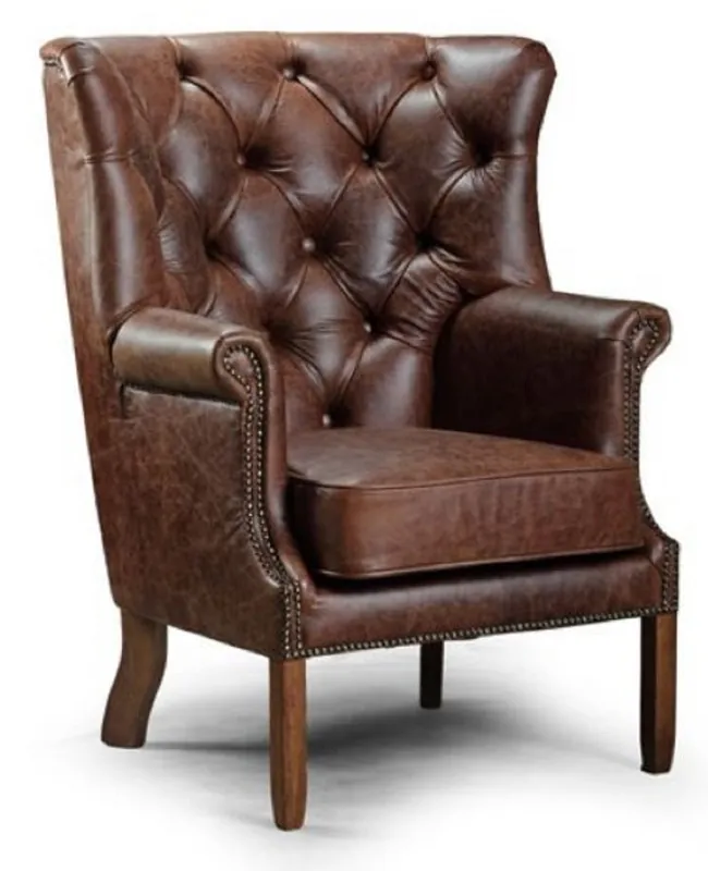 Kracherpreis Casa Padrino fauteuil Chesterfield de luxe en cuir marron foncé vintage 82 x 85 x H. 115 cm - Fauteuil de salon en cuir véritable - Mobilier de Salon Chesterfield