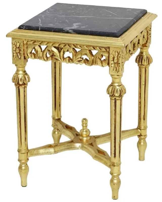 Casa Padrino table d'appoint baroque or / noir - Magnifique table en bois massif avec plateau en marbre - Mobilier de salon baroque Neuheit