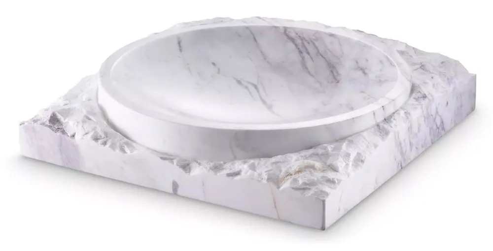 Bestseller Casa Padrino bol décoratif de luxe en marbre blanc 30,5 x 30,5 x H. 6 cm - Coupe à fruits en marbre de haute qualité - Accessoires de Décoration Hôtel & Restaurant - Qualité de Luxe