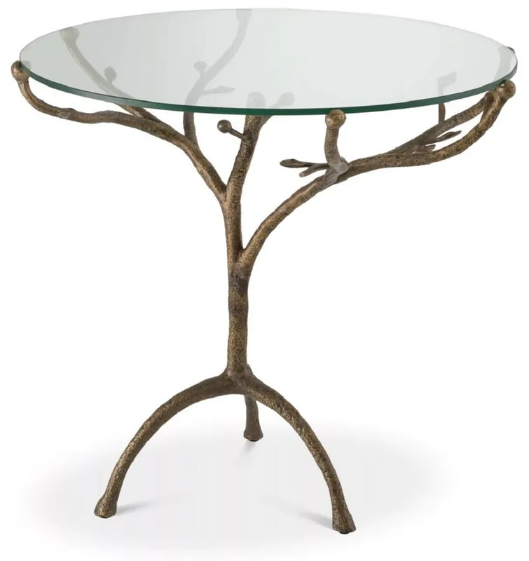 Mega-Angebot Casa Padrino table d'appoint de luxe laiton vintage Ø 79,5 x H. 75 cm - Table ronde tripode en laiton avec plateau en verre - Meuble de salon - Collection de Luxe