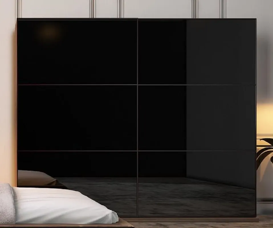 Casa Padrino armoire de chambre de luxe marron / noir 256 x 66 x H. 212 cm - Armoire en bois massif noble avec 2 portes coulissantes - Meuble de chambre de luxe Beliebt