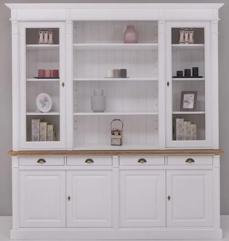Casa Padrino armoire de salle à manger de style campagnard blanc / marron 223 x 51 x H. 240 cm - Armoire en bois massif - Armoire de cuisine - Meuble de salle à manger de style campagnard Saisonangebot