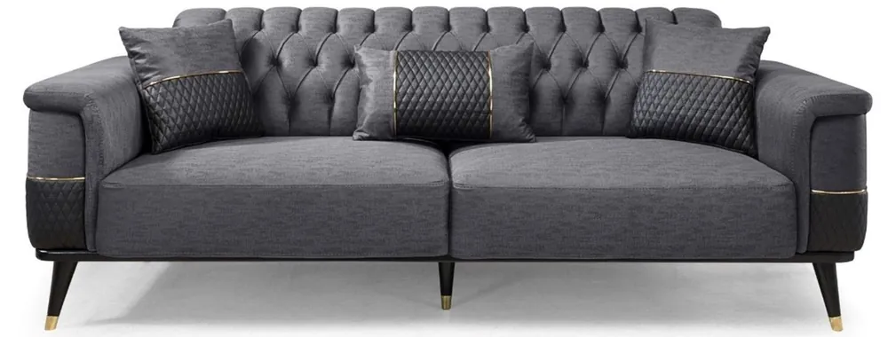Preisreduziert Casa Padrino canapé-lit de luxe gris / noir / or 225 x 94 x H. 83 cm - Canapé de salon moderne - Meuble de salon